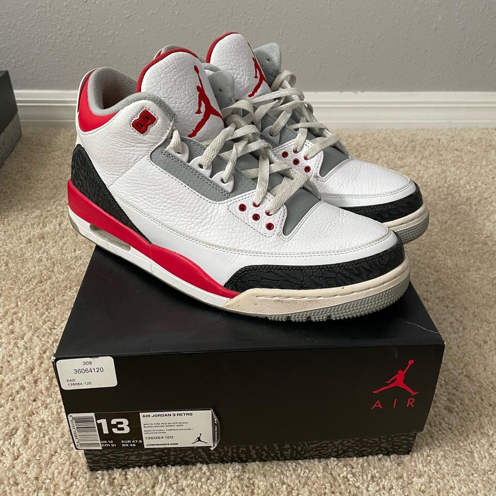 Jordan Retro 3 Fire Red Size 13